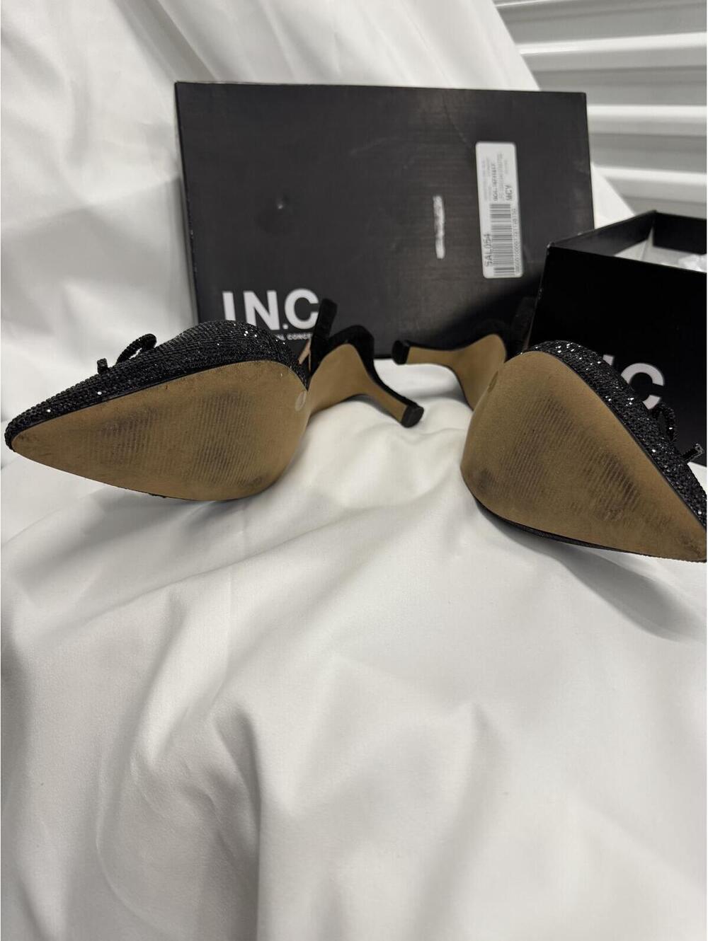 I.N.C. International Concepts Black Slingback Kitten Heel Pumps with Bow Detail - Picture 6 of 7
